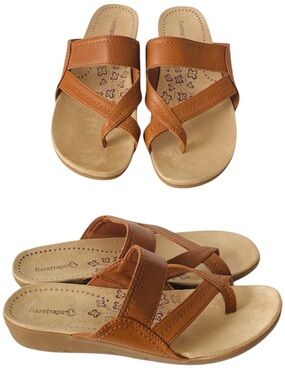 Baretraps Jadine Slide Sandals Women's 8.5 M Tan Toe Loop Strappy Comfort Shoes